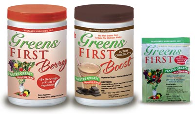 Greens First Berry, Chocolate Boost and Travel Pack