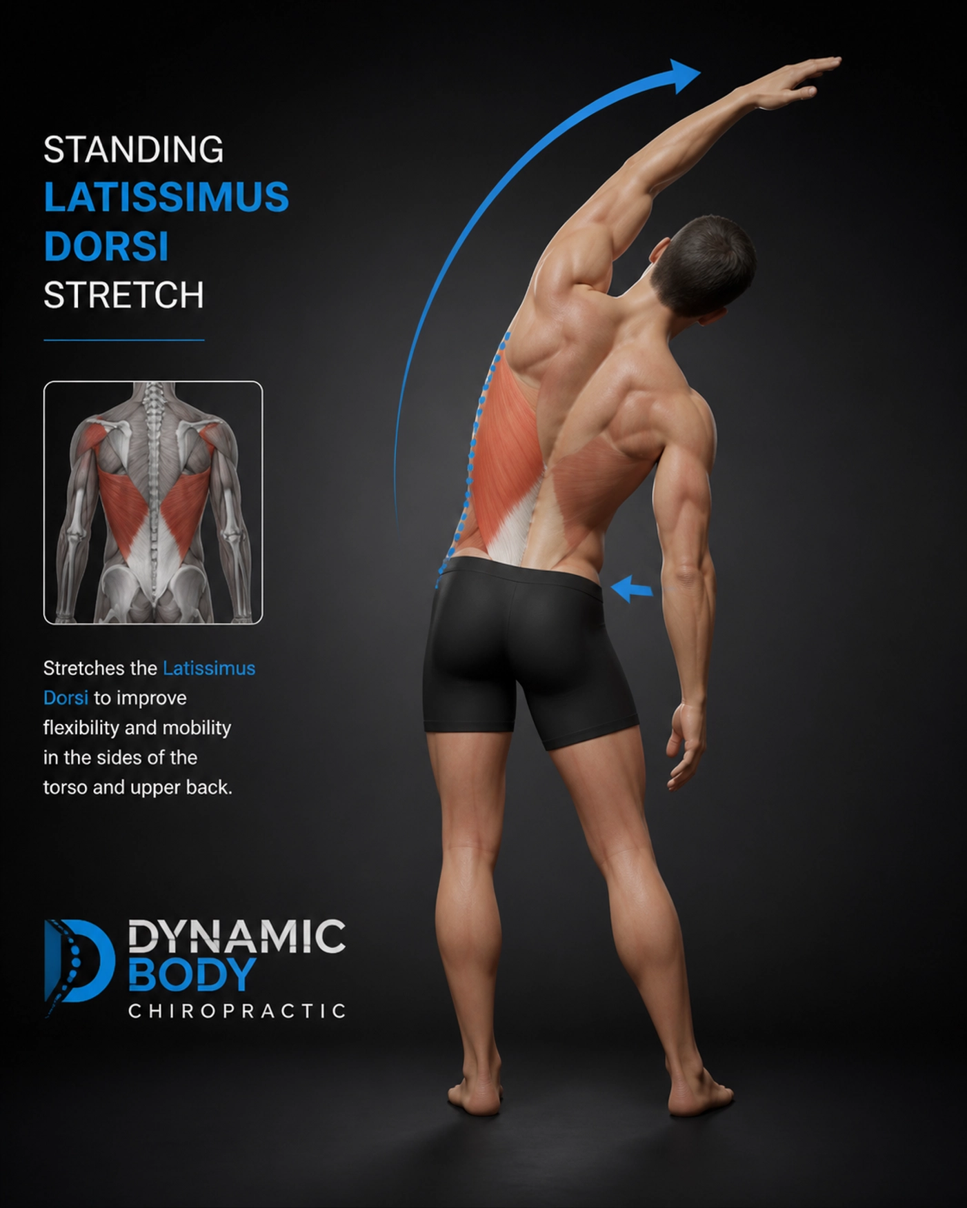 Image showing a stretch for the latissimus dorsi muscles.